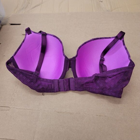 Victoria’s Secret Purple Lace Lined Wire Convertible Perfect Coverage 34DD - Picture 4 of 7